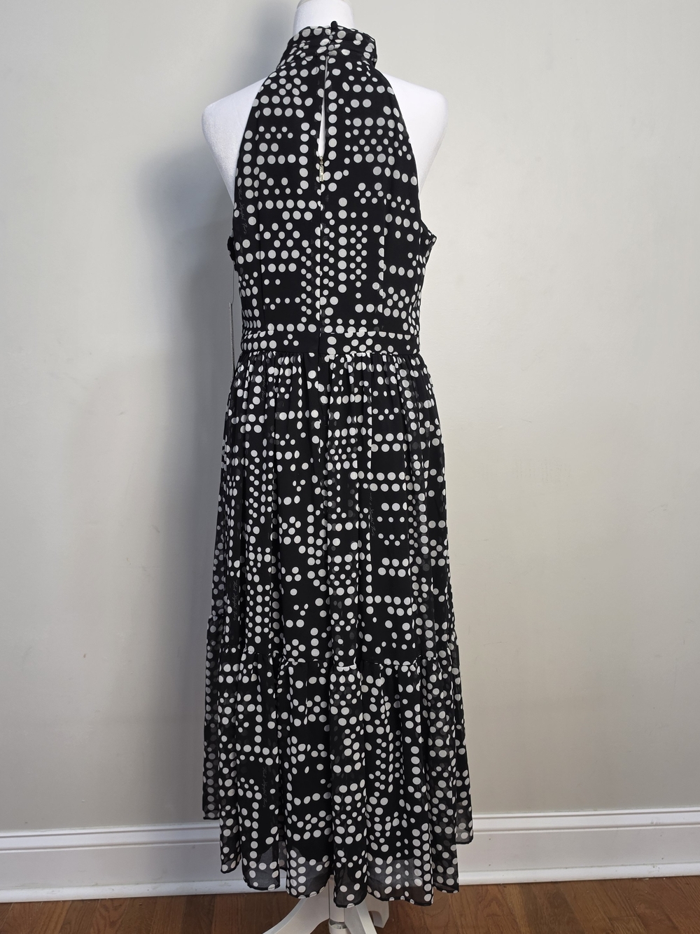 Karl Lagerfeld Black and White Polka Dot Halter Midi Dress - Picture 5 of 13